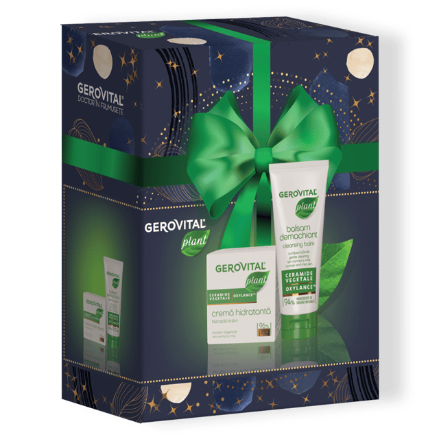 Set Cadou Femei Gerovital Plant: Balsam Demachiant Cu Ceramide Vegetale și Cremă Hidratantă Cu Ceramide Vegetale