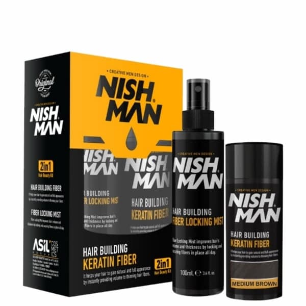 Set fiber - NISH MAN - pentru parul rar - Saten