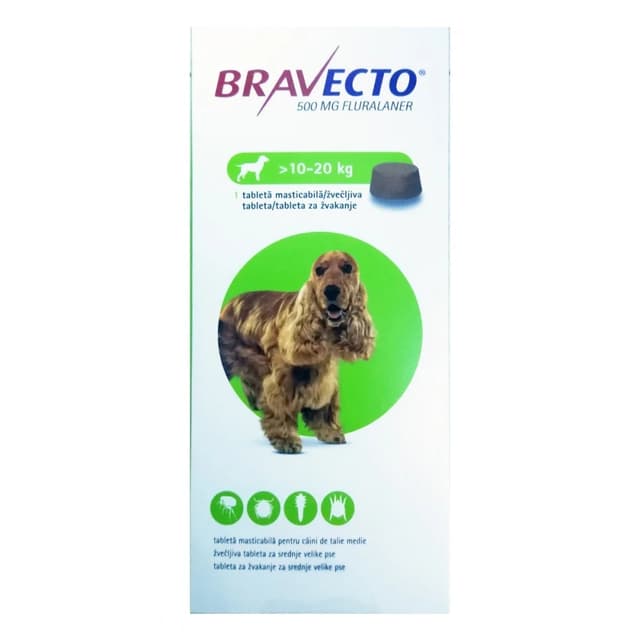 Bravecto Caine M, 10-20kg, 1 tableta, (Data expirare produs: 30.09.2026)