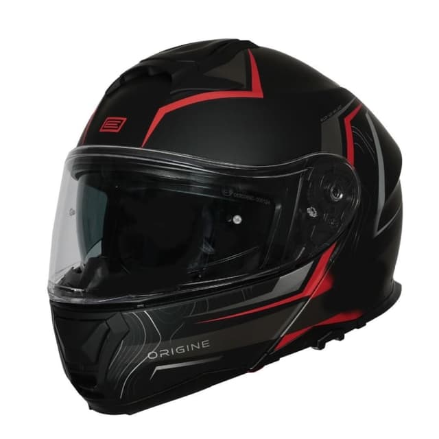 Casca moto Origine Logic Path rabatabila cu ochelari, culoare negru rosu, marime M