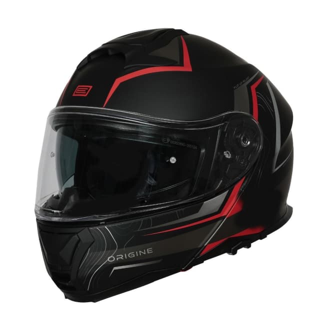 Casca moto Origine Logic Path rabatabila cu ochelari, culoare negru rosu, marime XL