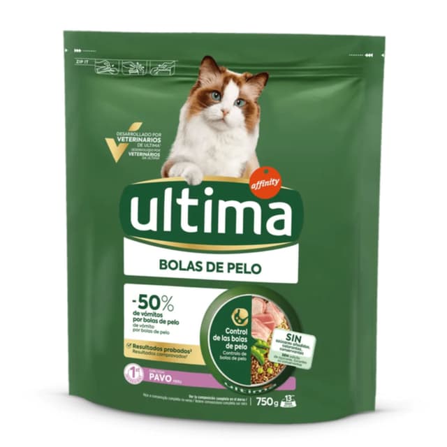 ULTIMA Hairball, Curcan, hrană uscată pisici, limitarea ghemurilor de blană, 750g