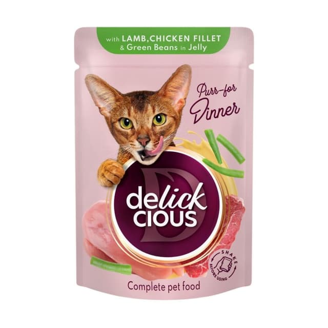 DELICKCIOUS Dinner, Miel și Pui, plic hrană umedă pisici, (în aspic), bax, 85g x 12buc
