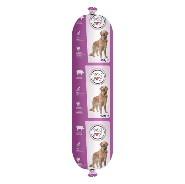 DOG JOY Salam, XS-XL, Șuncă, salam hrană umedă câini, 900g