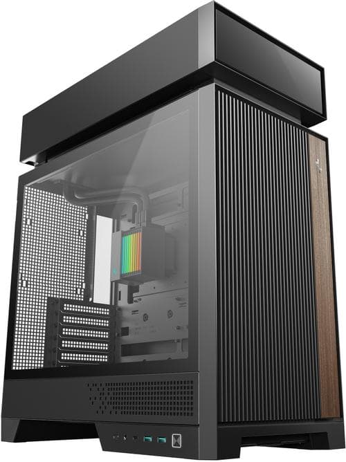 Carcasa Deepcool CL6600 + AIO Preinstalat, Sticla securizata, ARGB, 7 sloturi expansiune (Negru)